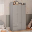 Ver imagem 1 de Guarda-roupa Infantil 3 Portas e 2 Gavetas 100% Mdf com Detalhe Orgânico em Formato de Nuvem