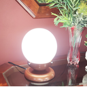 Ver imagem 3 de Abajur Bola de Cristal Cobre C/esfera 10x15 Branco Brilho