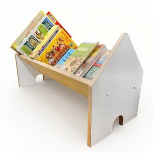 Porta Livros Revisteiro Infantil de Chão Casinha -montessori:branco