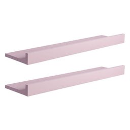Kit 2 Prateleiras Porta Quadros 100 X 15cm Rosa Claro Suporte Invisível - 2