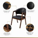 Ver imagem 5 de Kit com 2 Cadeiras para Sala de Jantar Ávila Sintético Preto/Pinhão