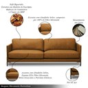 Ver imagem 3 de Sofá Decorativo Karine 3 Lugares Sala de Estar 240cm Pés em Aço Couro Caramelo Manchado G88 - Gran B
