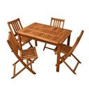 Ver imagem 2 de Conjunto Mesa com 4 Cadeiras Dobráveis de Madeira Maciça para Jardim e Varanda Marrom Ember