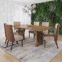 Ver imagem 1 de Conjunto Mesa Adriana 200cm com Vidro 06 Cadeiras Anne Marrom/Nature/Caramelo/Creme