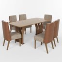 Ver imagem 2 de Conjunto Mesa Adriana 200cm com Vidro 06 Cadeiras Anne Marrom/Nature/Caramelo/Creme