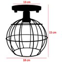 Ver imagem 2 de 4 Lustres Teto Plafon Industrial Aramado Globo Cobre Rose Retrô Luminária Vintage Preto Agp