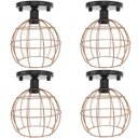 Ver imagem 1 de 4 Lustres Teto Plafon Industrial Aramado Globo Cobre Rose Retrô Luminária Vintage Preto Agp