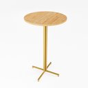 Ver imagem 1 de Mesa Alta Bistrô Redonda 100x60cm Dourada Tampo Pinus Industrial Don Castro Decor Industrial Premium