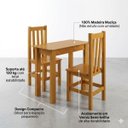 Ver imagem 3 de Jogo Mesa de Jantar Compacta Madeira Maciça com 2 Cadeiras Mel