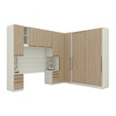Ver imagem 2 de Guarda Roupa Solteiro Modulado 6 Peças com Cabeceira 9 Portas 6 Gavetas Seletto Seletto Areia/Jequit