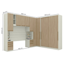 Ver imagem 3 de Guarda Roupa Solteiro Modulado 6 Peças com Cabeceira 9 Portas 6 Gavetas Seletto Seletto Areia/Jequit