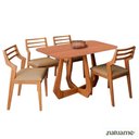 Ver imagem 1 de Conjunto Mesa de Jantar Bromelia 1,30 com 4 Cadeiras Damasco Tampo de Madeira Madeira/cinamomo/kaki