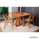 Ver imagem 2 de Conjunto Mesa de Jantar Bromelia 1,30 com 4 Cadeiras Damasco Tampo de Madeira Madeira/cinamomo/kaki