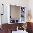 Ver imagem 2 de Armário Espelheira para Banheiro 60cm com 1 Porta Branco