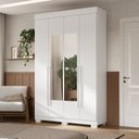Ver imagem 1 de Guarda-Roupa Casal 4 Portas com Espelho 133cm Willow Espresso Móveis Branco