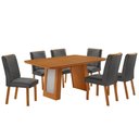 Ver imagem 6 de Conjunto de Jantar Carolina Laminado 6 Lugares Tampo MDF Cadeiras Estofadas Grafite 180cm Moderna