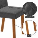 Ver imagem 5 de Conjunto de Jantar Carolina Laminado 6 Lugares Tampo MDF Cadeiras Estofadas Grafite 180cm Moderna