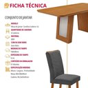 Ver imagem 7 de Conjunto de Jantar Carolina Laminado 6 Lugares Tampo MDF Cadeiras Estofadas Grafite 180cm Moderna