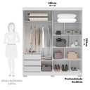 Ver imagem 5 de Guarda-Roupa Casal 100% MDF 2 Portas com Espelho 180cm Freesia Espresso Móveis Branco