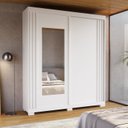 Ver imagem 1 de Guarda-Roupa Casal 100% MDF 2 Portas com Espelho 180cm Freesia Espresso Móveis Branco
