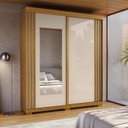 Ver imagem 1 de Guarda-Roupa Casal 100% MDF 2 Portas com Espelho 180cm Freesia Espresso Móveis Bege/Cinamomo/Off White