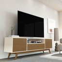 Ver imagem 1 de Rack para TV até 72 Polegadas Valencia 3 Portas Off White/Freijó - Giga Móveis