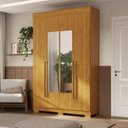 Ver imagem 1 de Guarda-Roupa Casal 4 Portas com Espelho 133cm Willow Espresso Móveis Branco/Cinamomo
