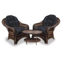 Ver imagem 1 de Conjunto de Poltronas Fibra Sintética Janaína - 2 Poltronas + 1 Mesa Centro - Tecido Duna Preto