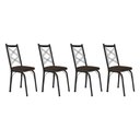 Ver imagem 1 de Kit 4 Cadeiras de Cozinha Delaware Estampado Imbuia Pés de Ferro Preto