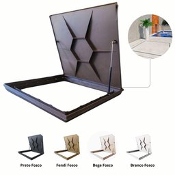 Tampão Tampa Casa Máquinas Piscina 80x80 com Amortecedor Canaleta Invisível Branco - 5