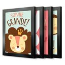 Ver imagem 1 de Kit 4 Quadros Infantil Leão Animais Bichos Frases 20x30cm Titulos Moldura Preta