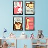 Kit 4 Quadros Infantil Leão Animais Bichos Frases 20x30cm Titulos Moldura Preta - 5