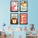 Ver imagem 5 de Kit 4 Quadros Infantil Leão Animais Bichos Frases 20x30cm Titulos Moldura Preta