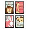 Kit 4 Quadros Infantil Leão Animais Bichos Frases 20x30cm Titulos Moldura Preta - 6