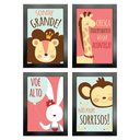 Ver imagem 6 de Kit 4 Quadros Infantil Leão Animais Bichos Frases 20x30cm Titulos Moldura Preta