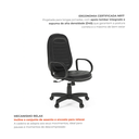 Ver imagem 4 de Cadeira de Escritório Presidente Giratória com Braços Ergonômica NR17 em Couríssimo Tescaro Preto