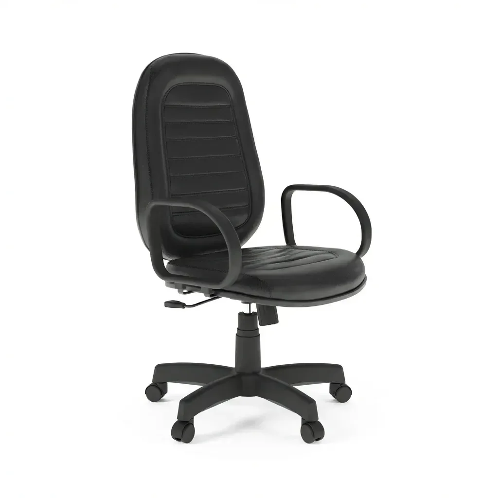 Ver imagem 2 de Cadeira de Escritório Presidente Giratória com Braços Ergonômica NR17 em Couríssimo Tescaro Preto
