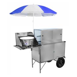 Carrinho de Salgados Inox com Guarda Sol e Rodas Pneumáticas Cefaz - 1