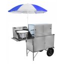 Ver imagem 1 de Carrinho de Salgados Inox com Guarda Sol e Rodas Pneumáticas Cefaz