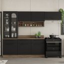 Ver imagem 1 de Cozinha Modulada em Aço 5 Peças 8 Portas 3 Gavetas Cristaleira Rodapé PVC Exclusive Itatiaia Preto/Grafite