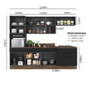 Ver imagem 3 de Cozinha Modulada em Aço 5 Peças 7 Portas 6 Gavetas Paneleiro Forno Rodapé PVC Exclusive Itatiaia Preto/Grafite/Matt