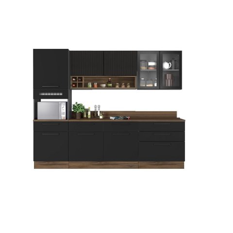 Cozinha Modulada em Aço 5 Peças 7 Portas 6 Gavetas Paneleiro Forno Rodapé PVC Exclusive Itatiaia