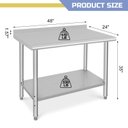 Ver imagem 3 de Takywep Mesa de Trabalho Inox 122x61cm com Prateleira Ajustável Prata