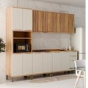 Ver imagem 1 de Cozinha Completa Modulada 100% MDF 5 Peças com 13 Portas e Tampo 270cm Noruega Espresso Móveis Bege/Amêndoa/Off White