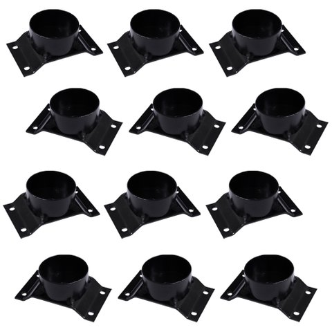 Kit 12 Chapinhas Chapa Elevada com Tubo Fixação Pés Palito Rosca 5/16 Preto