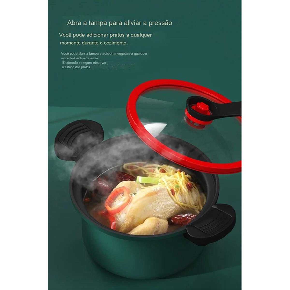 Panela Micro Pressao Vacuo 3,5 Litros Cozinha Sopa Caldo Legumes Vapor Refeiçao Rapido Preparo Antia - 5