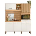 Ver imagem 1 de Armario Cozinha 7 Portas e 1 Gaveta Yara Freijo-off White-ripado Freijo-off White-ripado