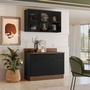 Cozinha Modulada Compacta em Aço 2 Peças 5 Portas 2 Gavetas Rodapé PVC Exclusive Itatiaia