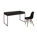 Ver imagem 2 de Mesa de Escritório Industrial Malta Preta 137x53cm Base Cobre com 1 Cadeira Preta Eames Eiffel Madei