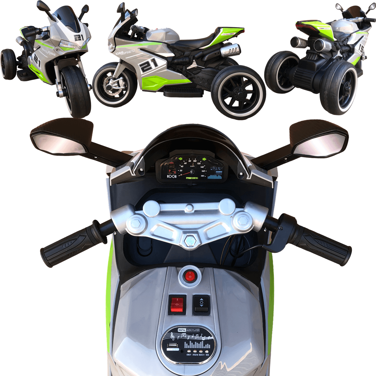 Moto Eletrica Infantil Bandeirante Gt Concept Speed 12v Cinza - 3